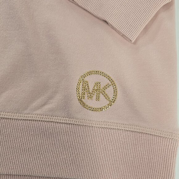 MICHAEL KORS LIGHT PINK PULLOVER HOODIE WITH A GOLD-TONE LOGO WOMENS SIZE XL EUC - Picture 4 of 16